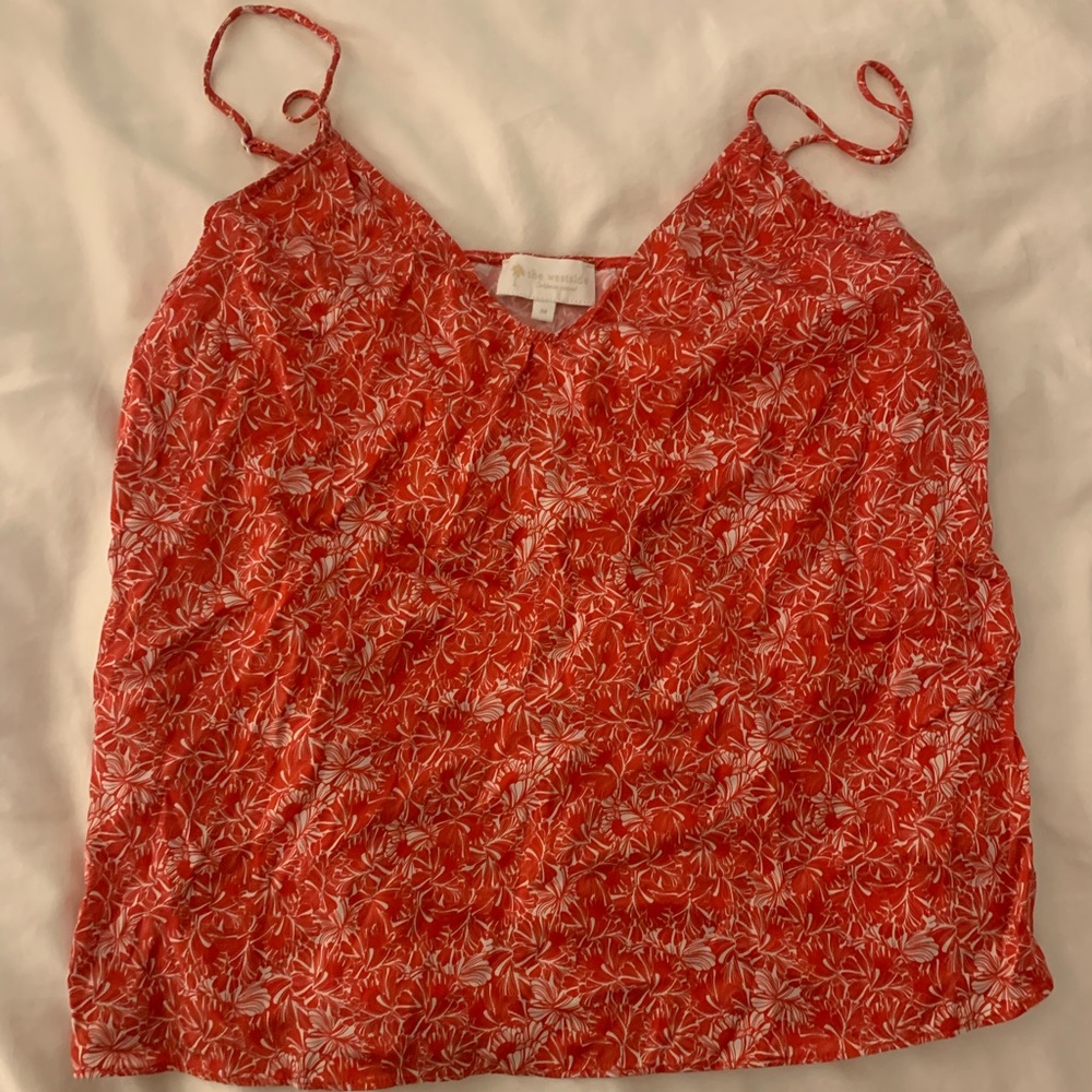 floral spaghetti strap silk top - size medium